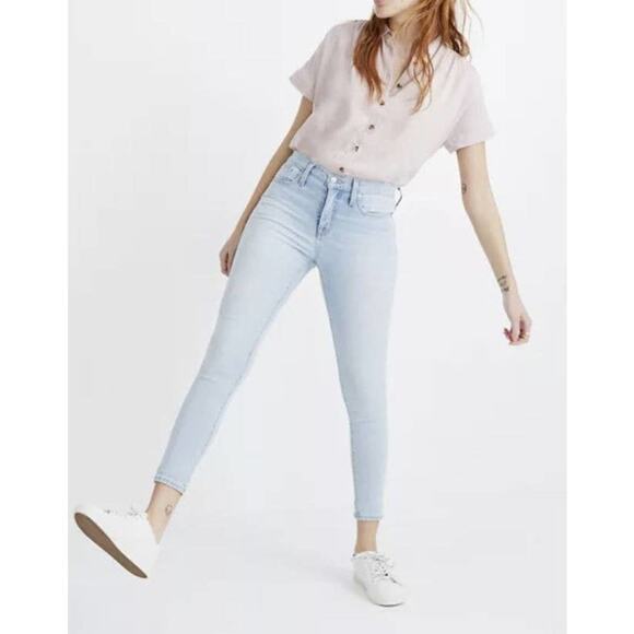Madewell 9" Mid-Rise Skinny Crop Denim Jeans Light Wash Relaxed Fit Size 31 - Picture 1 of 11